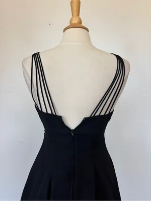 Jump Vintage 90s Goth Solid Black Strappy A-Line Mini Dress thumbnail 8