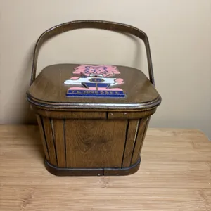 Caro-Nan Hand Painted Wooden Basket Purse‎ Tennessee Lions Club Logo Vintage thumbnail 2