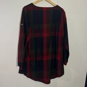 NWT Cupshe Plaid Dress Roll Tab Sleeves w/ Pockets Medium‎ Autumn Casual Holiday thumbnail 5