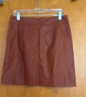 Loft Faux Leather Skirt Cognac 6 thumbnail 1