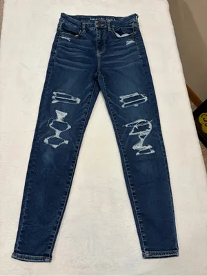 American Eagle Next Level Stretch High Waisted Distressed Jeans - 2 Short thumbnail 1