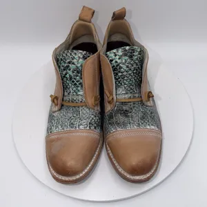 Freebird Mabel Oxfords Western Tan Turquoise Distressed Leather Bootie Size 9 thumbnail 3