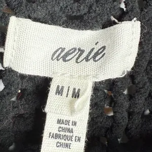 Aerie Cable Car Quarter Zip Sweater Chunky Knit Black W1674 Sz M thumbnail 8