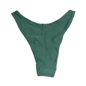 Aerie Bikini Bottom Cheeky High Cut High Rise Textured Wavy Green M thumbnail 2
