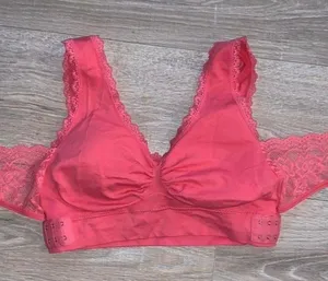 Pink lace Criss cross back lightly padded bra small thumbnail 1