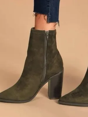 Lulu's Essex Olive faux Suede Midi Calf Boot size‎ 6 thumbnail 1
