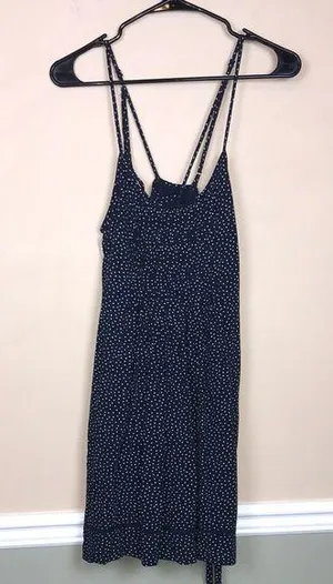 Abercrombie & Fitch Women’s Polka Dot Blue White Crossover Straps Mini Dress thumbnail 1