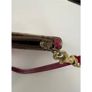 Coach Signature Stripe Wristlet Khaki Jacquard with Raspberry Pink Leather Trim thumbnail 7