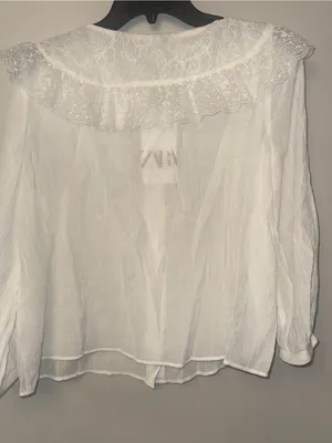 Zara White Lace-Collar Button-Front Blouse thumbnail 5