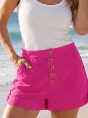 NWT Moon River Bright Fuchsia Button-Front Women’s Shorts Sz medium thumbnail 1