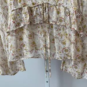 Free People Boho Flowy Beachy Peasant Fairy Bell Sleeve Floral Blouse S Cream thumbnail 5