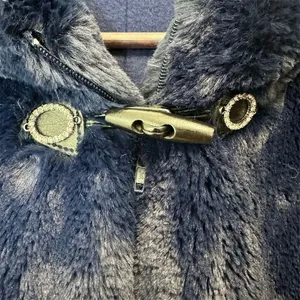 Women's Hooded Faux Fur Coat Blue XSmall Winter Cozy Mob Wife Classic Timeless thumbnail 6