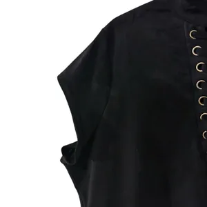 Ashley Stewart Mini Dress Black Faux Suede Corset Front SZ 18/20 Gothic Grunge thumbnail 5