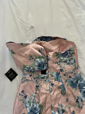 Lulus Soiree Darling Pink Floral Bow Off-the-Shoulder Mini Dress thumbnail 16