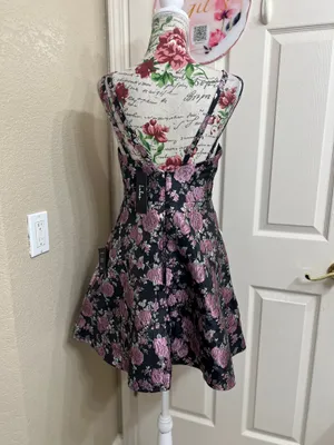 Lulus Beauty of Botany Black Floral Jacquard Skater Dress thumbnail 4