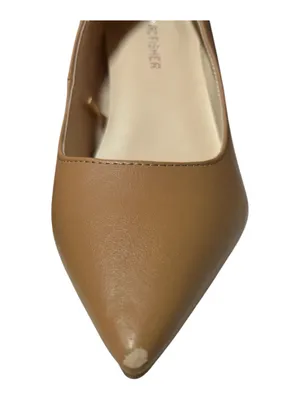 Marc Fisher light brown matte leather pointed toe slender kitten heel pumps thumbnail 7