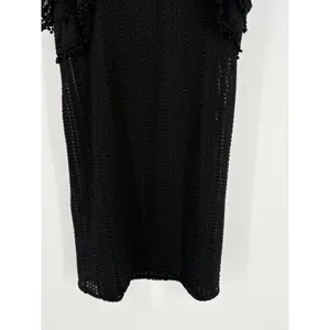 Sugar + Lips‎ Eyelet Ruffle Mini Dress Womens Small Black Pom Pom Trim STD10938 thumbnail 9
