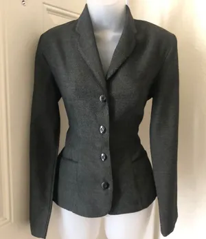 2000s Grey-Black fitted slim fit long sleeve blazer with functional pockets button closure thumbnail 1