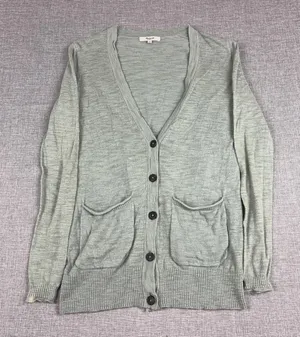 Madewell Cardigan Sweater Womens XS Green Cotton Nylon V Neck Pockets Knit thumbnail 1