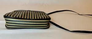 Designer Originals Vintage Fendi-Inspired Black/Tan Striped Neoprene Pequin Crossbody Purse thumbnail 3