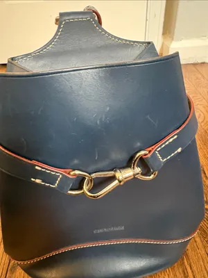 Dooney & Bourke Navy Leather Alto Pyramid Sling Backpack With Coin Purse Set thumbnail 3