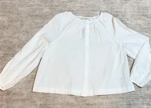 Universal Threads Women’s Large White Cotton Long Sleeve Blouse Top Office New thumbnail 1