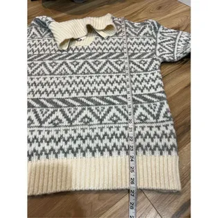 Aerie NWT Gray Cream Wool Blend 1/4 Zip Pullover Sweater Oversized XS thumbnail 8