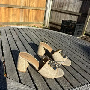 a New Day Womens Arden Raffia Ornamented Block Heels Tan Brown size 7 summer nwt thumbnail 3