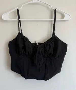 Adika Black Cropped Tie-Front Cami thumbnail 1