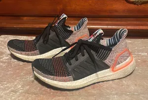 Adidas Ultraboost 19 Black Solar Orange Running Shoes $166 EUC Women's Size 6.5 thumbnail 1