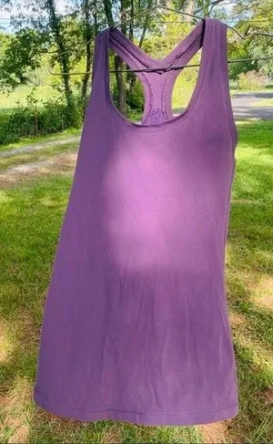 Yogalicious purple racer back workout yoga Tank with a vented back soft stretchy thumbnail 1