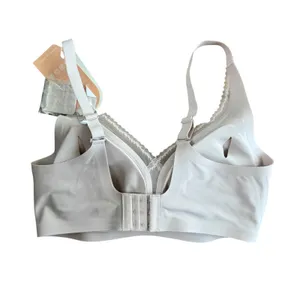 Cueply Women Beige Wireless‎ Seamless Bra Lace Trim Molded Cups Size Large NWT thumbnail 6