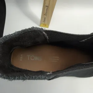 TOMS Womens Size 9.5 Black Suede Leather‎ Wedge Ankle Bootie Almond Toe Slip On thumbnail 4