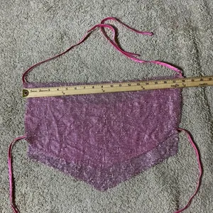 Y2K Better Be Festival Chainmail Halter Crop Top Handkerchief Metallic One‎ Size thumbnail 3