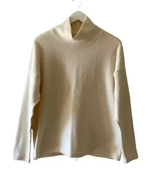 F. H. Clothing Off White Cotton Mock Neck Boxy Pullover Womens Sweater SZ L thumbnail 1