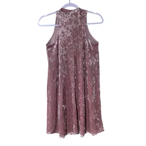 i.JOAH Mini Tent Dress Pink Velour Sleeveless SZ SM USA High Neck Boho Fairy thumbnail 6