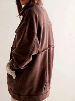 We The Free Free People Dawson Chore Jacket in Washed Chocolate Brown Size Medium thumbnail 3