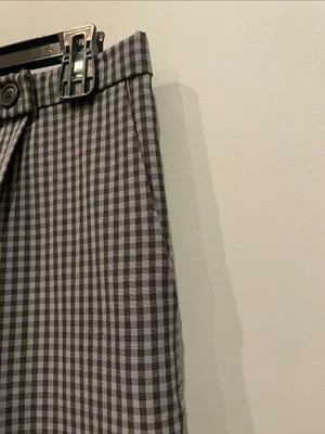 Women’s blue Check Dress Pants/ handmade with pockets thumbnail 3