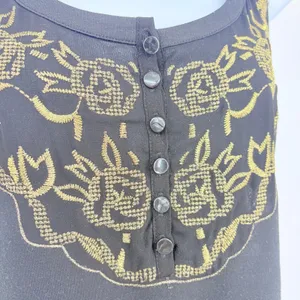 Free People Metallic Embroidered Mini Dress 4 Festival Whimsigoth Boho Black thumbnail 12