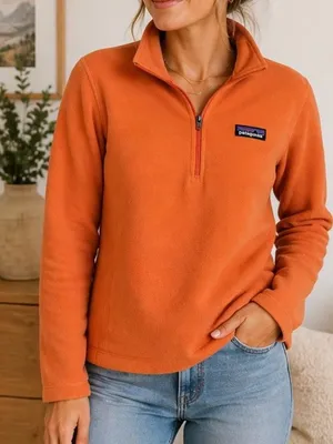 Patagonia Fleece Pullover Size L Orange 1/4 Zip Lightweight Synchilla thumbnail 1