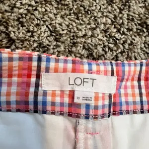 LOFT The Riviera Short Womens 10 Pink Blue Orange Plaid Check‎ Cotton Blend 4in thumbnail 2