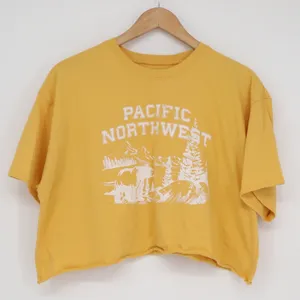 Grayson Threads Pacific Northwest Bear Graphic Cropped T-Shirt Yellow Small thumbnail 1