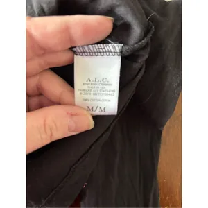 ALC Frank Black Cotton Long Sleeve Blouson Blouse Smocked Cuff Women’s Size Medium thumbnail 3
