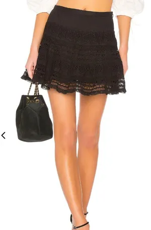 LOVESHACKFANCY Black Jillian Cotton Embroidered Eyelet Skirt, Size 4 thumbnail 1