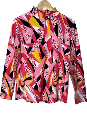 IBKUL Brianna Watermelon Mock Neck Quarter Zip Cooling UPF 50 Top Golf Tennis thumbnail 1