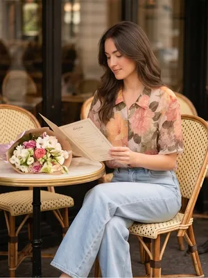J.B.S. Sheer Floral Button-Down Shirt in Peach, Pink and Green thumbnail 4