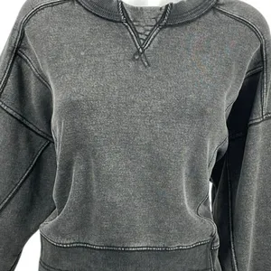 Free People FP Movement Intercept Washed Black Boxy Crop Sweatshirt Top Size M thumbnail 2