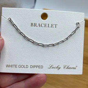 NWT Lucky Charm white gold dipped paper clip chain bracelet. thumbnail 3