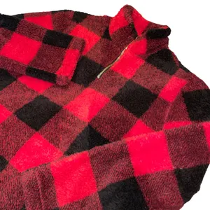 Ethyl Clothing Gorpcore Winter Pullover Women XL Red Black Buffalo Plaid Sherpa thumbnail 3