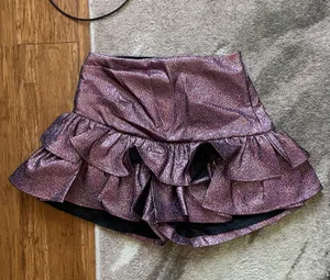 Ruffled Jacquard Skort in Dark Pink thumbnail 6